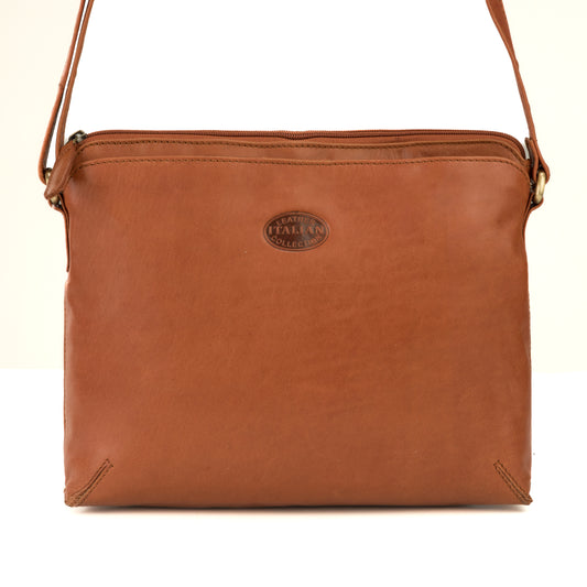 Premium Super Soft Cognac Leather Shoulder Bag - 329