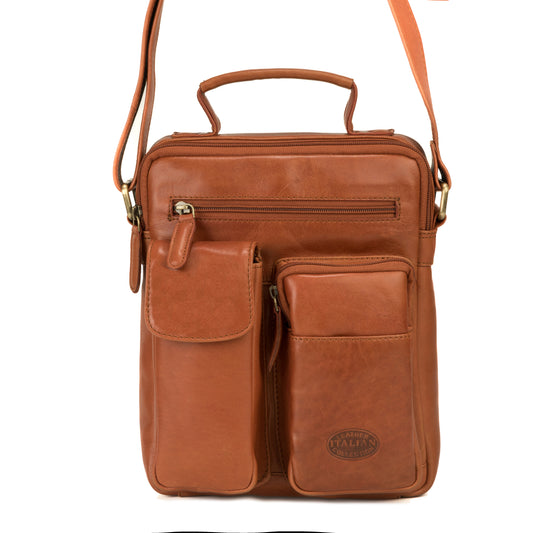 Premium Super Soft Cognac Leather Crossbody Bag - 312