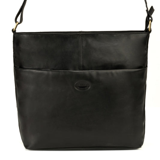 Premium Super Soft Black Leather Shoulder Bag - 319
