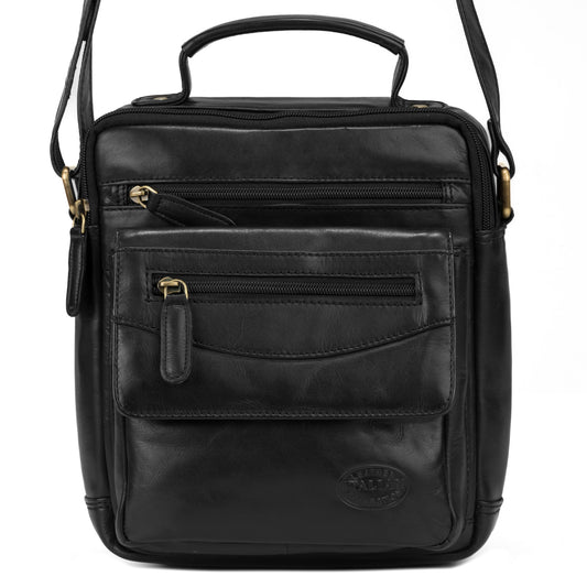 Premium Super Soft Black Leather Crossbody Bag - 311