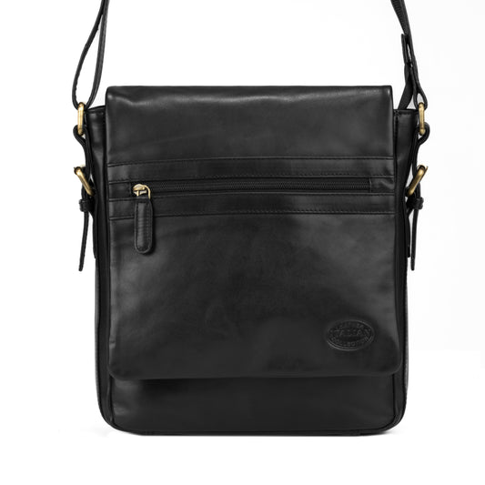 Premium Super Soft Black Leather Messenger Bag - 315