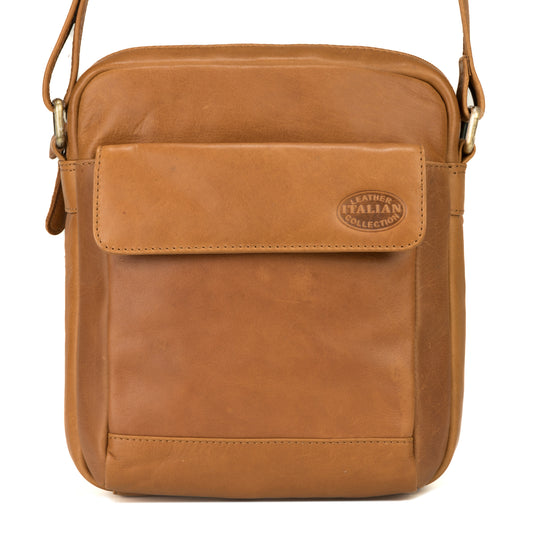 Premium Super Soft Tan Leather Crossbody Bag - 313