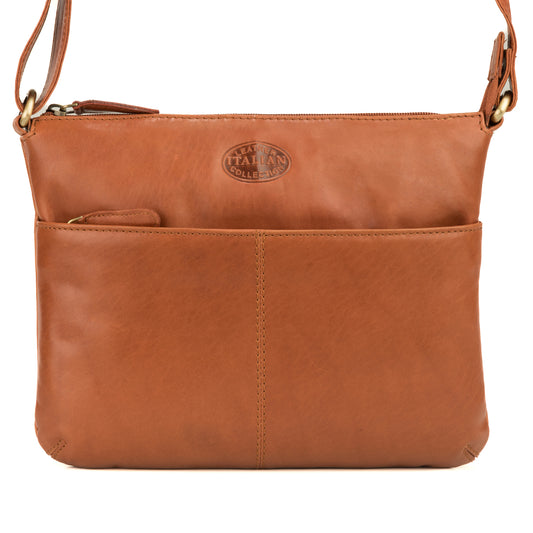 Premium Super Soft Cognac Leather Shoulder Bag - 332