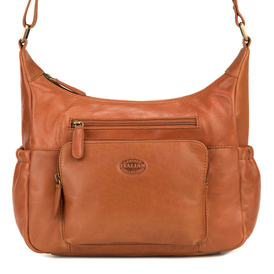 Premium Super Soft Cognac Leather Shoulder Bag - 317