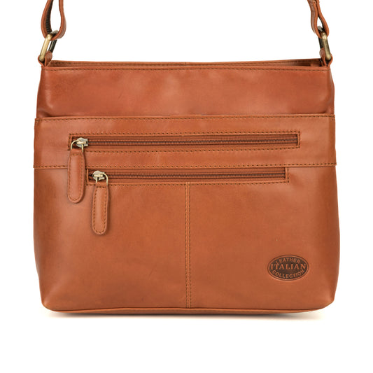 Premium Super Soft Cognac Leather Shoulder Bag - 318