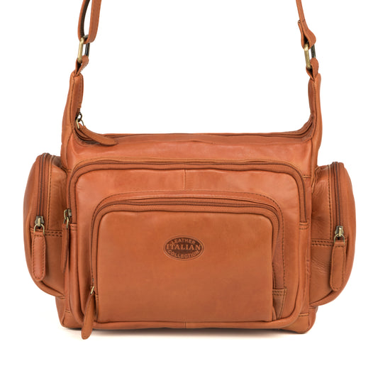 Premium Super Soft Cognac Leather Shoulder Bag - 316