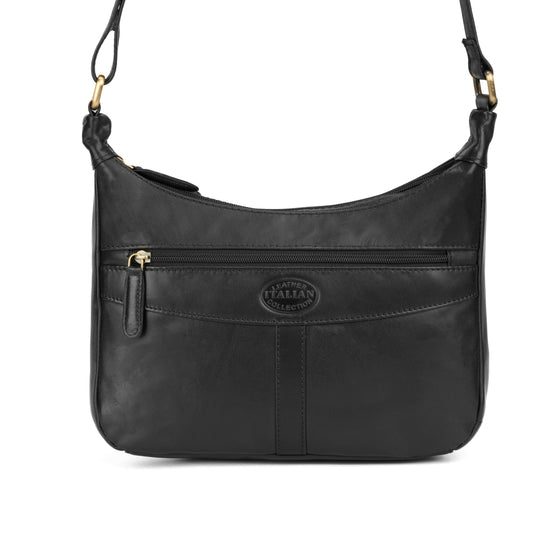Premium Super Soft Black Leather Shoulder Bag - 327
