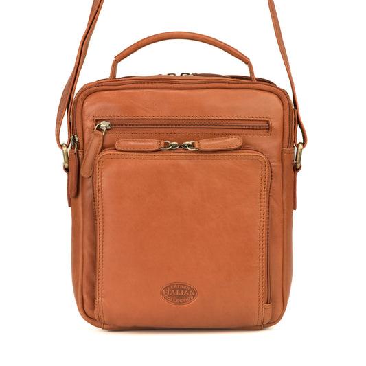 Premium Super Soft Cognac Leather Crossbody Bag - 310