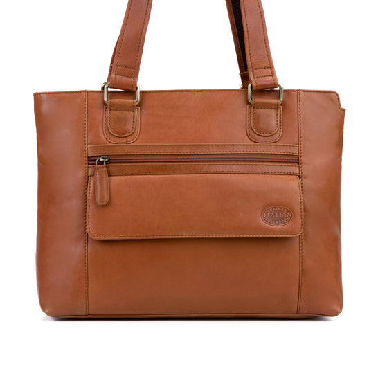 Premium Super Soft Cognac Leather Shoulder Bag - 322