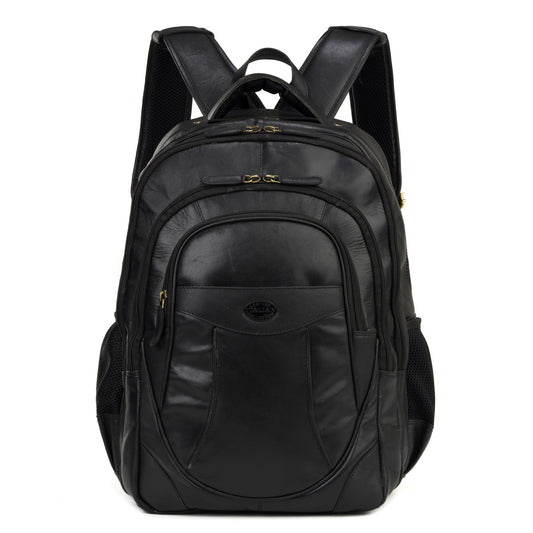Premium Crystal Black Leather Backpack - 343
