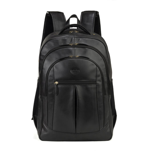 Premium Crystal Black Leather Backpack - 321