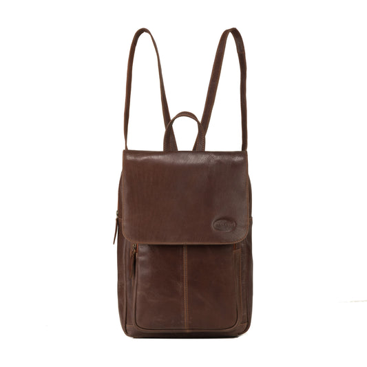 Premium Crystal Brown Leather Backpack - 351