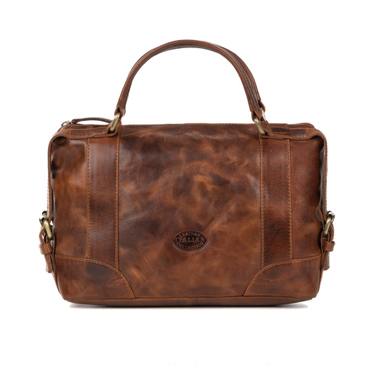 Premium Italian Cognac Leather Hand Bag - 348