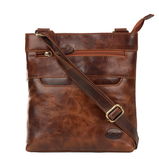 Premium Italian Cognac Leather Shoulder Bag - 330